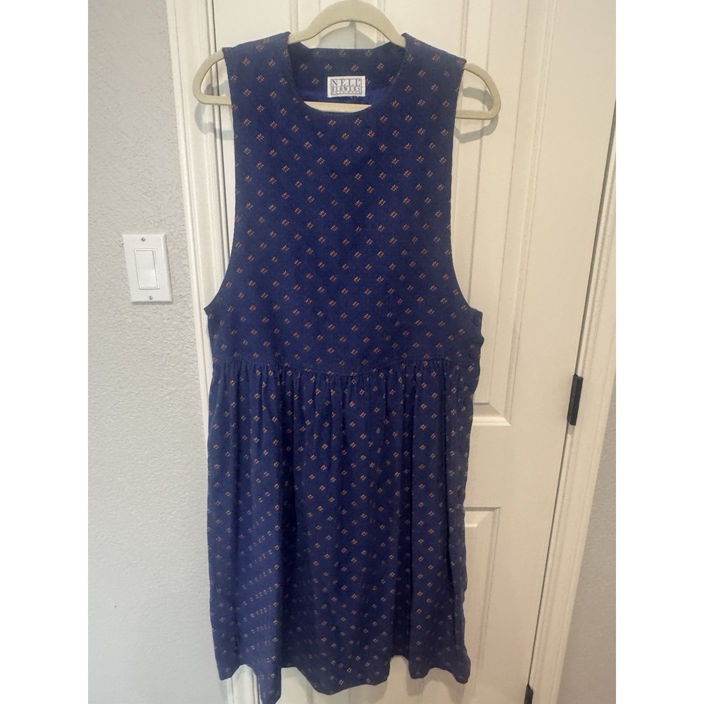 Nell Flowers Jumper Overall Dress Cottagecore Farm Corduroy Medium Floral Blue